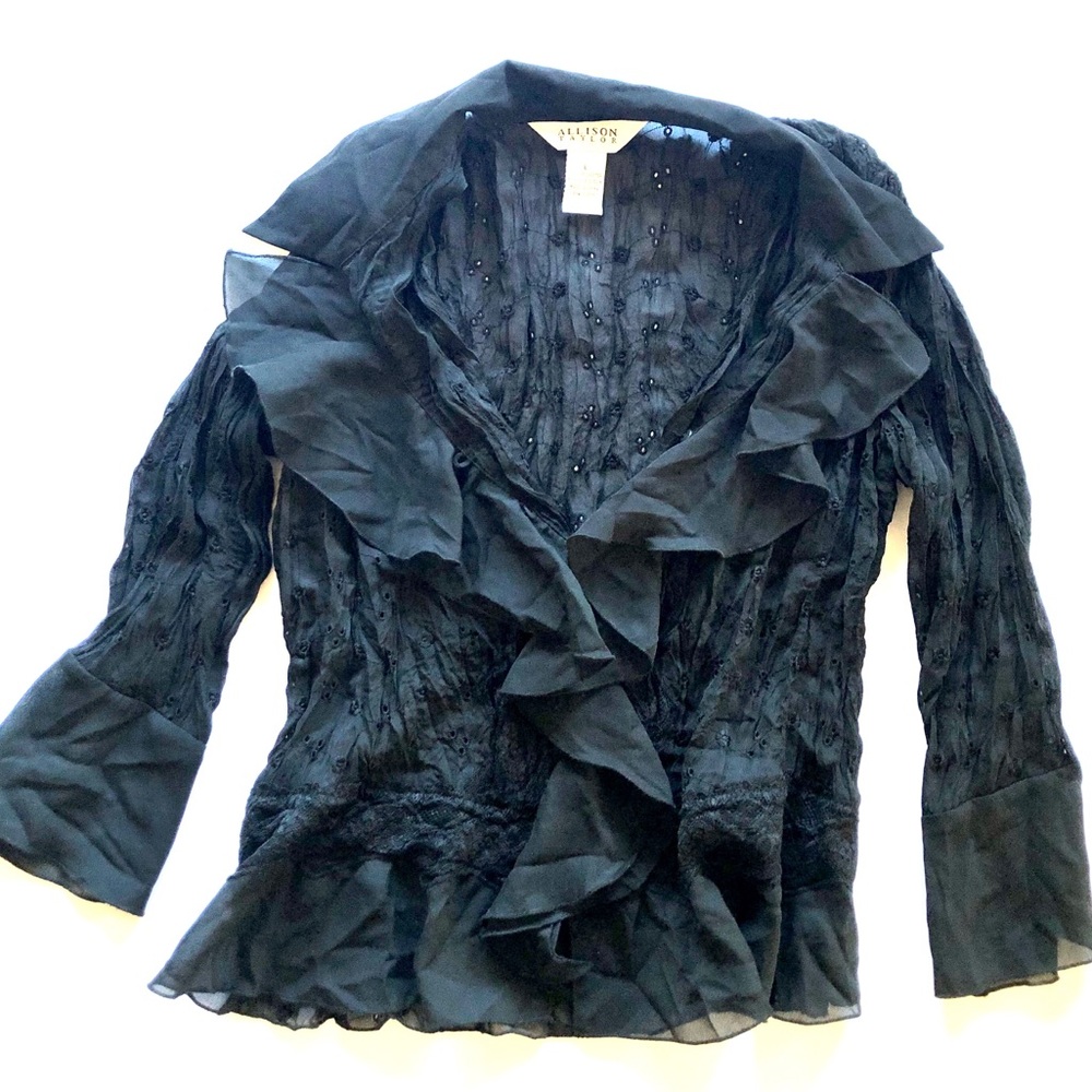 Cute black V neck blouse